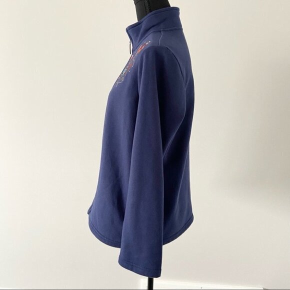 Tradition Floral Butterfly  Embroidered Full Zip Up Fleece Sweatshirt - Picture 3 of 16